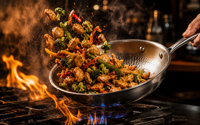Kip-teriyaki roerbak met sesam